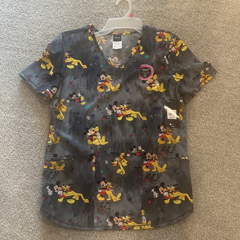 Disney Charcoal Top with Mickey and Pluto $15 NWT